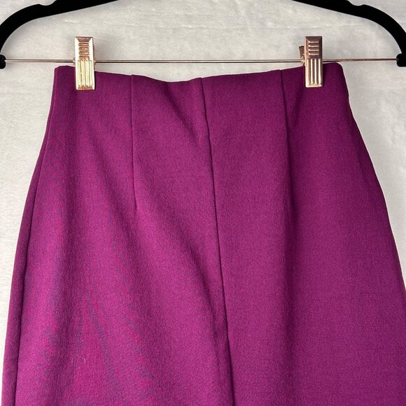 Zara Womens Maxi Pencil Skirt Burgundy Sz S High Waist-Back Slit-Elastic Waist - Picture 6 of 9